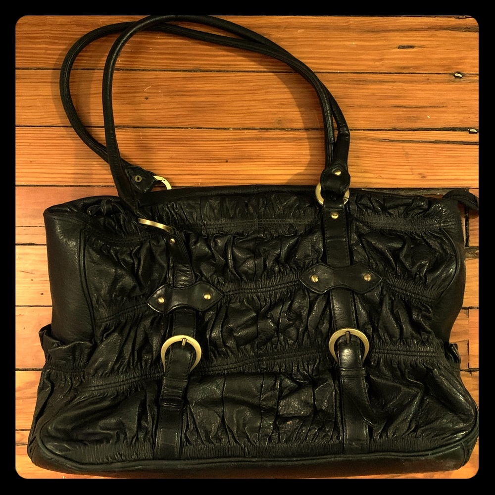 Michael Rome Leather Black Tote